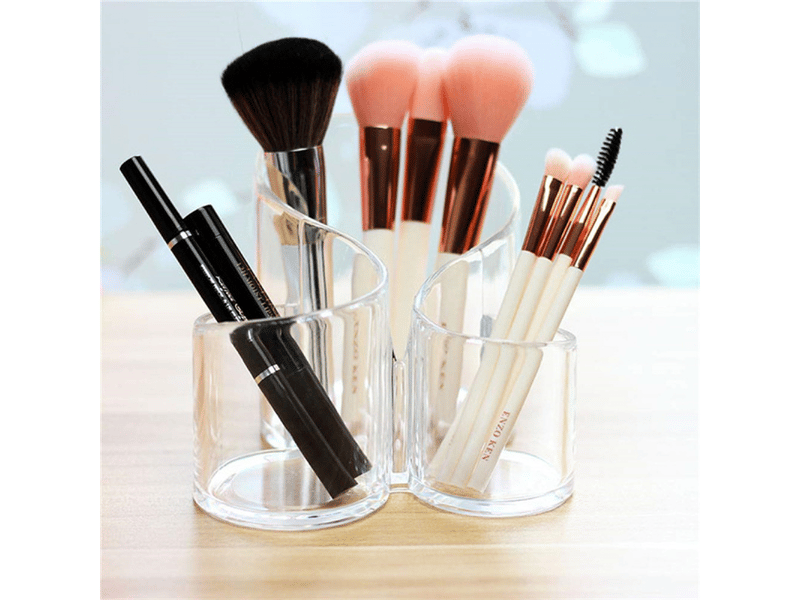  Organiseur de maquillage transparent à trois compartiments pour pinceaux de maquillage, rouge à lèvres, boîte de rangement pour bureau  - Conforama B