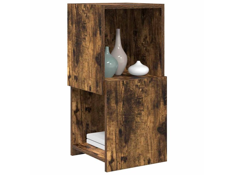  Meuble d'angle, meuble de rangement salon 30,5x30x65cm bois d'ingénierie chêne fumé  - Conforama C