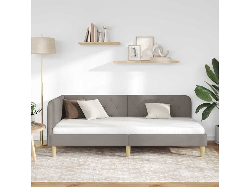 Lit simple- lit adulte - cadre de lit d'angle taupe 100 x 200 cm tissu - Conforama C