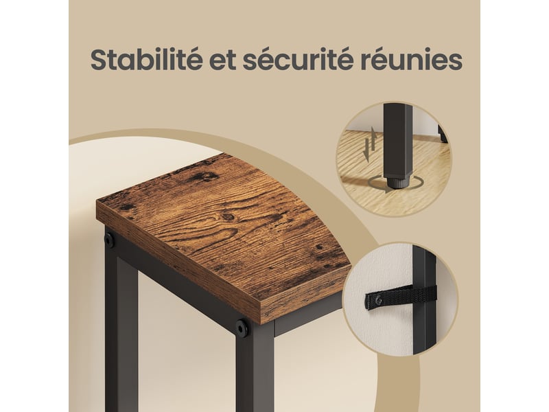  Console, avec plateau monobloc, pour salon, montage facile, 1 niveau, 20 x 80 x 81,2 cm, marron et noir  - Conforama E
