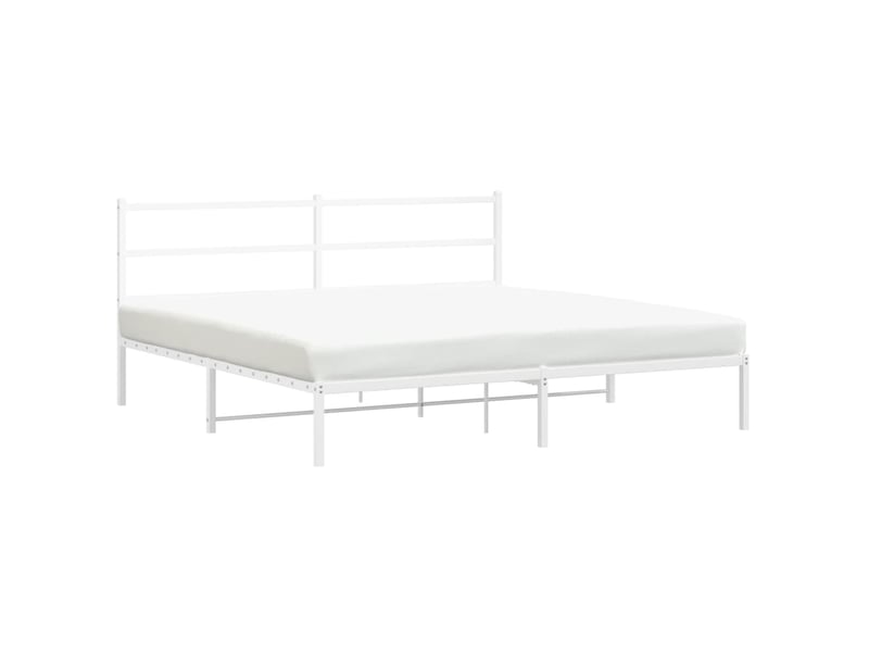 Lit double- lit adulte - cadre de lit métal sans matelas et tête de lit blanc 180x200 cm - Conforama A