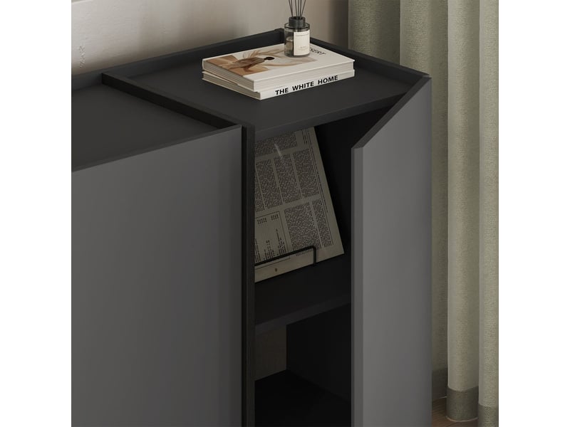  Buffet de salon 4 portes avec étagères et fermeture douce dorma - anthracite  - Conforama D