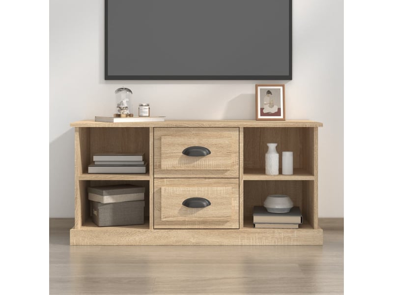  Meuble tv - banc tv - meuble de rangement chêne sonoma 99,5x35,5x48 cm bois d'ingénierie  - Conforama B