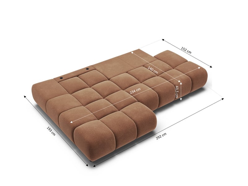 Canapé d'angle gauche convertible almera 4 places tissu terracotta  - Conforama E