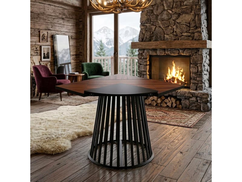  Table modulable ronde ou carrée flipflap 100cm noir ou bois noisette Flipflap - Conforama C