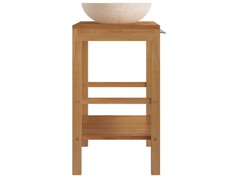  Armoire de toilette en teck solide avec lavabo en marbre crème cf65588  - Conforama D