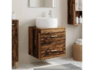 Vanité de lavabo mural, meuble de rangement bois ancien 49.5x44.5x66 cm shl8008