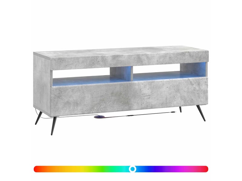  Meuble tv - banc tv - meuble de rangement led gris béton bois d'ingénierie  - Conforama C