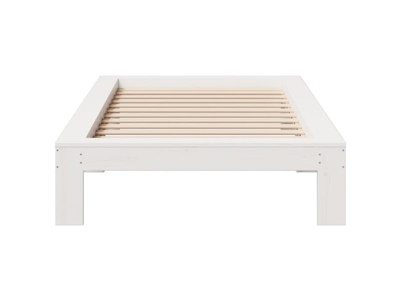  Lit simple- lit adulte -  cadre de lit sans matelas blanc 100x200 cm bois de pin massif  - Conforama C