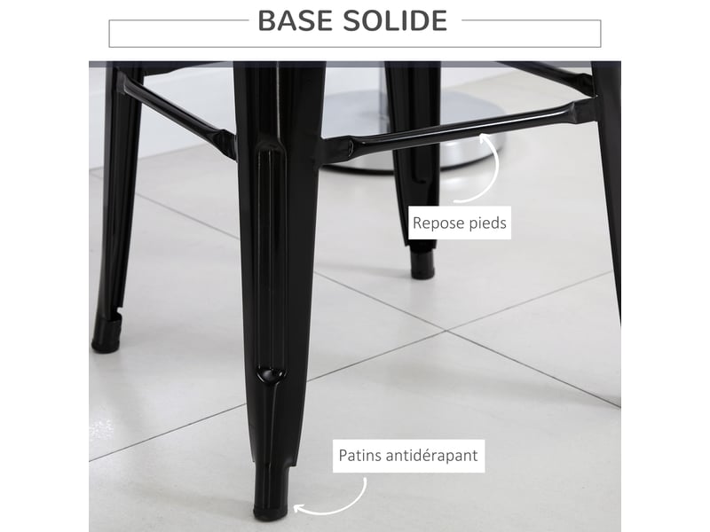  Lot de 4 tabourets de bar – style industriel – empilables  - Conforama D