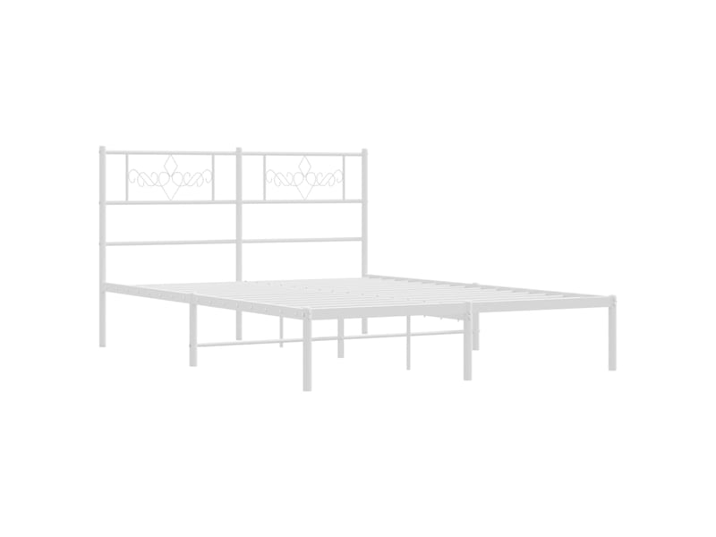  Lit double- lit adulte -  cadre de lit métal sans matelas et tête de lit blanc 120x190 cm  - Conforama B