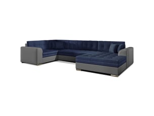 Canapé panoramique convertible caldero 5 places bleu marine et gris – angle droit