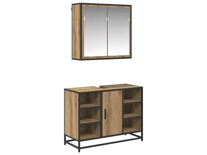  Ensemble de mobilier de salle de bain 2 pc chêne artisanal cf64050  - Conforama A