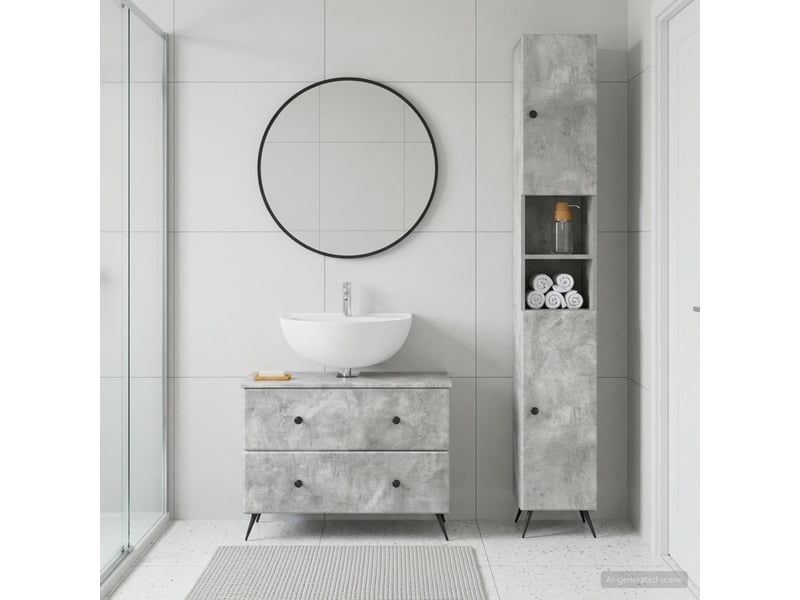 Ensemble de 2 meubles de salle de bain breda gris béton cf63095 - Conforama B
