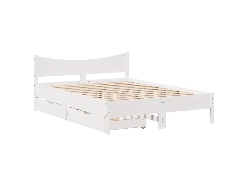  Lit double- lit adulte -  cadre de lit avec tiroirs blanc 140x190 cm bois de pin massif  - Conforama A