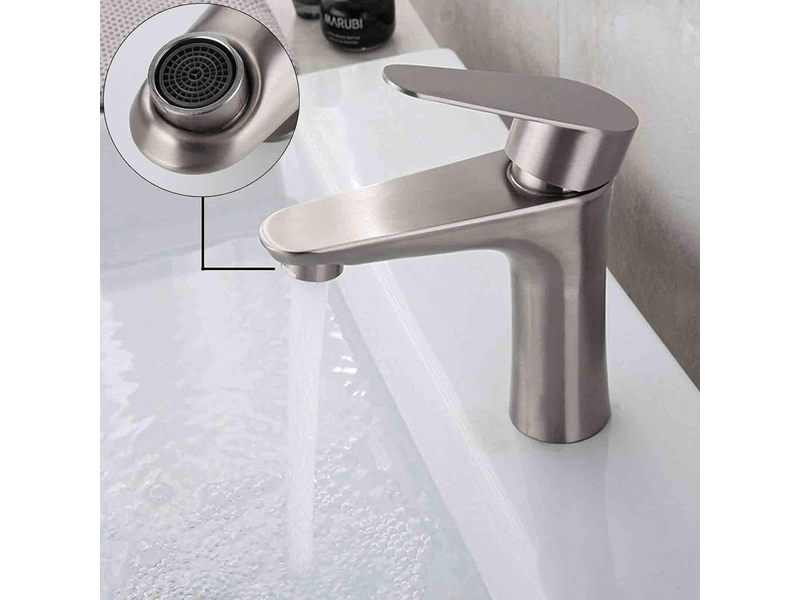  Robinet de lavabo de salle de bain, robinet de lavabo, en acier inoxydable, chaud et froid, avec tuyau d'arrivée d'eau de 60 cm  - Conforama B