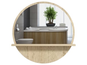 Miroir mural rond de salle de bain avec étagère en panneau de particules ø 45 x 10 cm