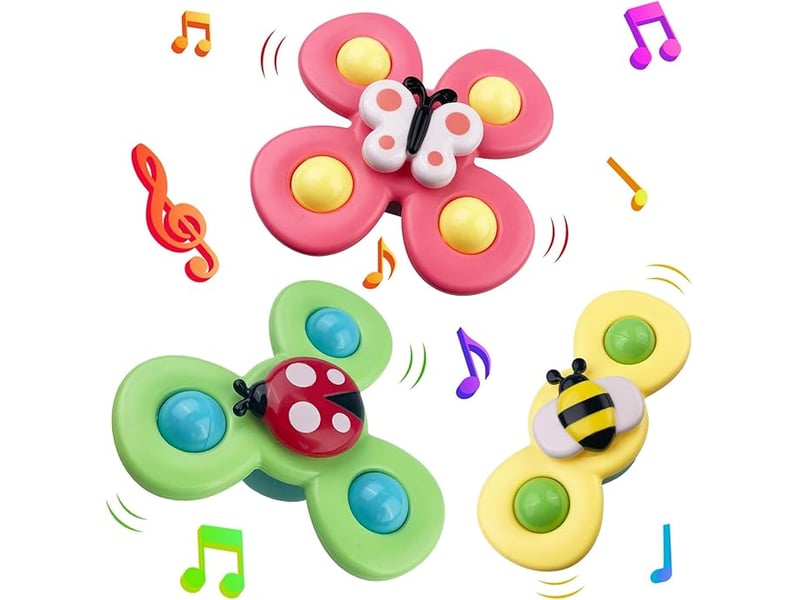 6PCS Jouets De Bain Bébé Coccinelle Abeille Papillon - Ventouses Rotatives Spinner Pour Tout-Petit