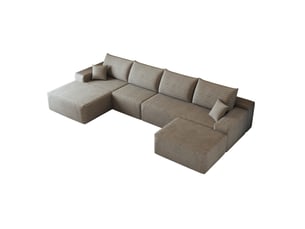 Canapé d’angle modulable 340x175x83 cm assise profonde camel