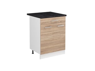Vicco meuble bas sous-évier, sonomablanc, 60cm plan de travail anthracite