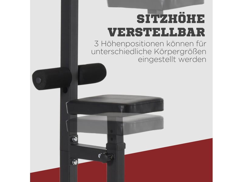  Station de musculation multifonctionnelle noire en acier, siège réglable sur 3 hauteurs, poulie, 107 × 120 × 190 cm  - Conforama B