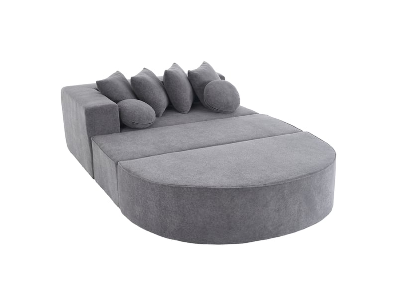 Canapé modulable modenvie 5 places convertible 263 x 171 cm chenille gris - Conforama A