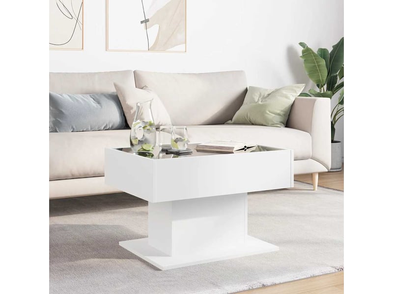 Table basse - table de salon - table à thé avec led blanc 70x50x45 cm bois d'ingénierie - Conforama D