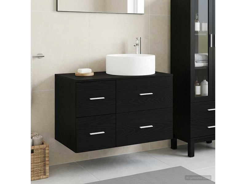  Ensemble de mobilier de salle de bain 2 pc chêne noir cf64112  - Conforama B