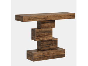 Table console avec base géométrique et structure de rangement, style rustique, pour entrée, 108 × 30 × 80 cm