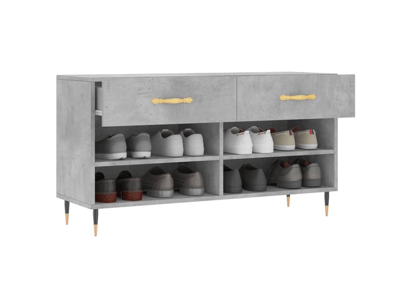  Banc à chaussures, meuble à chaussures gris béton 102x35x55 cm bois d'ingénierie shl2519  - Conforama C