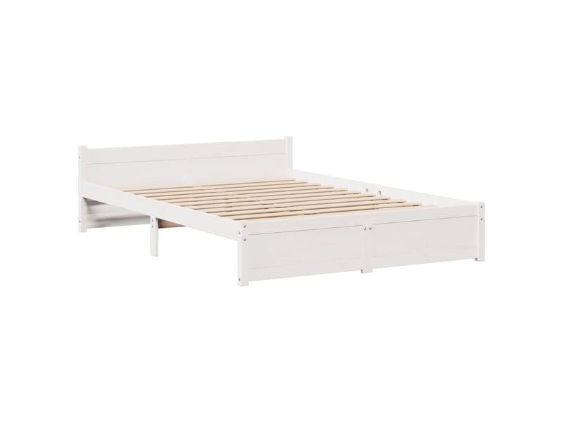  Lit double- lit adulte -  cadre de lit avec tête de lit sans matelas blanc 150x200 cm  - Conforama D