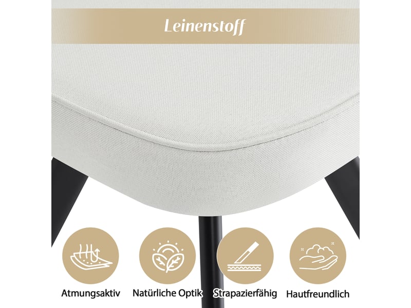  Ensemble table et chaises - salle à manger - 140x90x73 cm - 6 personnes - lin - beige et noyer Bubbly - Conforama E