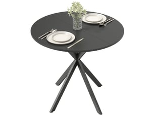 Table de cuisine ronde, 80 cm, plateau compact, panneaux de particules, métal, noire