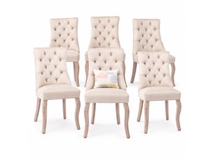 Lot de 6 chaises de salle à manger à dossier haut en velours beige
