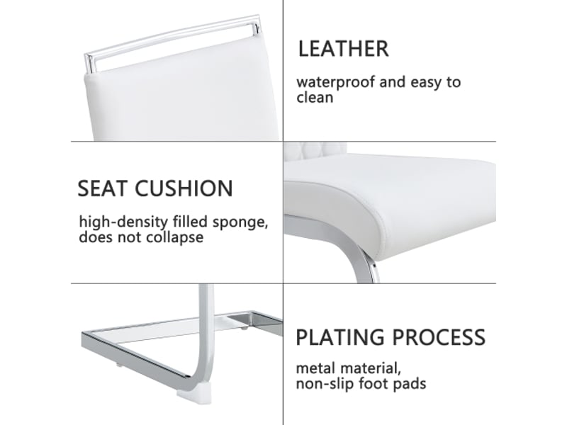  Chaise de salle à manger 6 pcs - dossier haut en simili cuir pu et lin - chaise d'appoint - blanc  - Conforama B