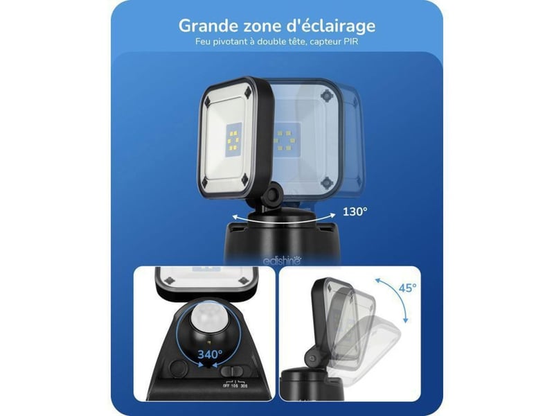  Eclairage exterieur led securite sans fil 300 lm detecteur pir ip44 370618_AABSE91641_6_DROPFR - Conforama B