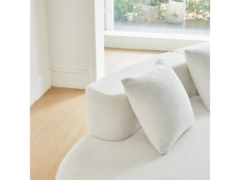 Canapé d'angle modulable 3 places blanc en velours, design courbé moderne pour salon et appartement, livraison en 2 colis - Conforama W