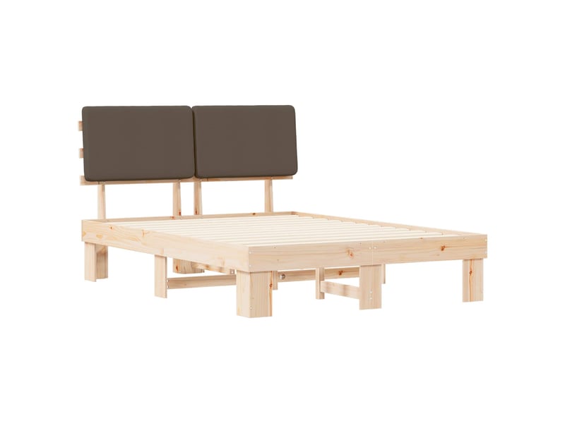 Lit double- lit adulte - cadre de lit avec tête de lit rembourrée taupe 135 x 190 cm - Conforama C