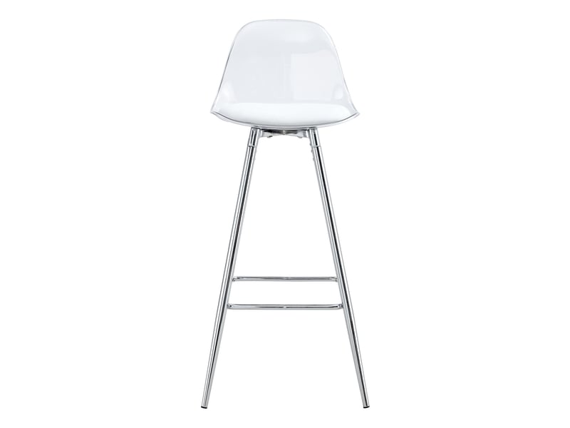  Chaise de bar avec dossier ergonomique et repose-pieds, en plastique transparent et métal argenté  - Conforama A