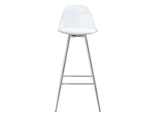 Chaise de bar avec dossier ergonomique et repose-pieds, en plastique transparent et métal argenté