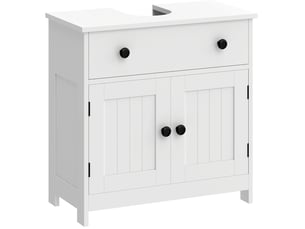 Meuble sous lavabo 60 x 30 x 60 cm - blanc - 2 portes, tiroir et fermeture amortie douce