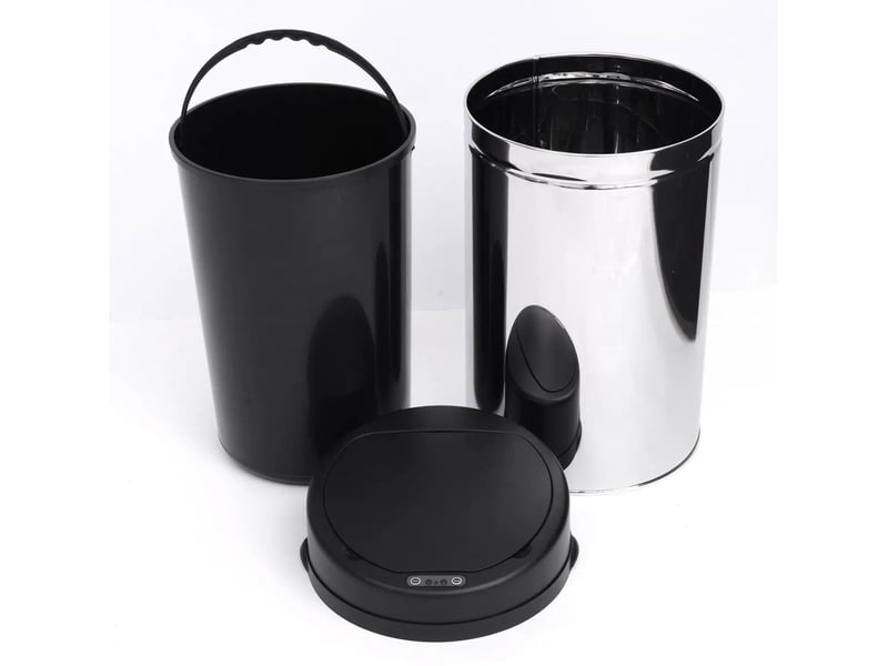  Poubelle automatique à capteur infrarouge, ronde, 30l, intérieur optionnel, acier inoxydable  - Conforama B