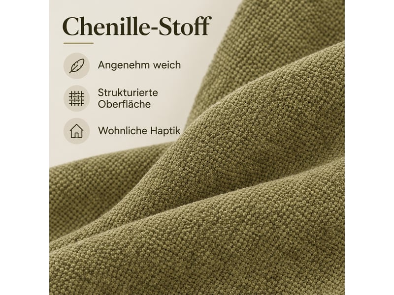  Lot de 2 chaises de salle à manger 60x59x75 cm en chenille vert olive  - Conforama E