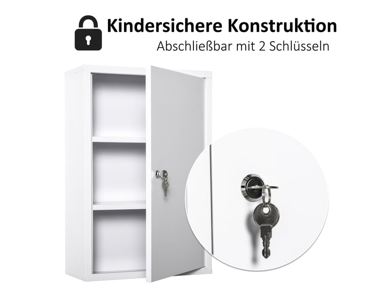  Armoire à pharmacie murale verrouillable en acier blanc 40x18x60 cm  - Conforama D