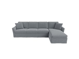 Canapé d'angle gauche fixe <strong>BGSRYAO</strong> <strong></strong> 4 places Coton / Lin gris avec coffre de rangement