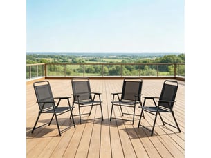 Lot de 4 chaises pliantes d’extérieur avec haut dossier et accoudoirs