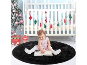 Rond matta vardagsrum pour vardagsrumsmatta (noir, ø 120cm rond)