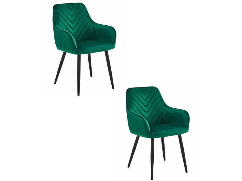 Family chaise nana - velours vert foncé pieds noirs x 2  - Conforama A
