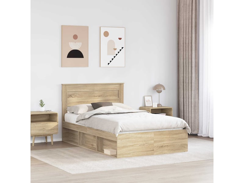 Lit double- lit adulte - cadre de lit sonoma 120 x 190 cm bois de pin massif - Conforama B
