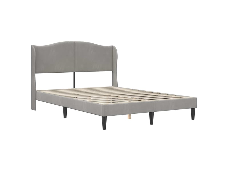 Lit double- lit adulte - cadre de lit avec tête de lit gris clair 140 x 200 cm velours - Conforama B